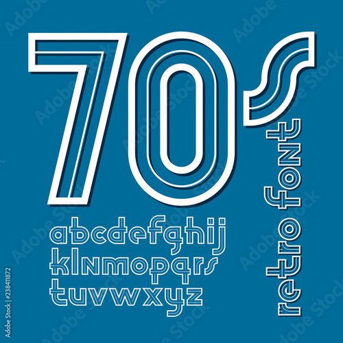 Set of vector retro old lower case English alphabet letters, can be used for logo creation.