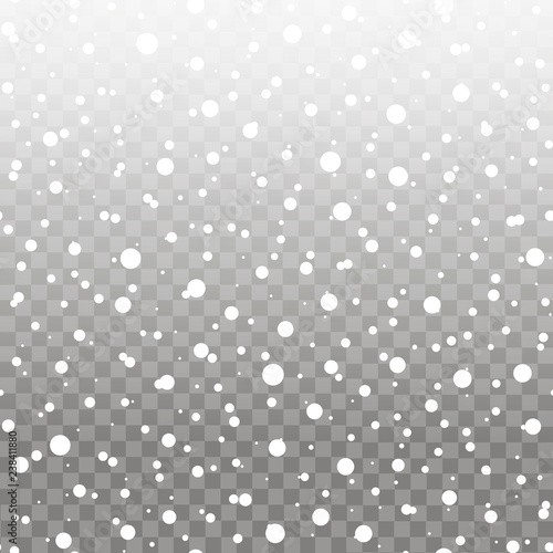 Falling snowflakes on transparent background. Christmas background for your design. Vector
