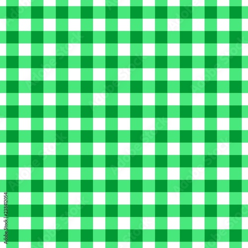 Checked cloth of green and gray geometric shapes. Background of colored squares and rectangles on a white background. Gold fabric 