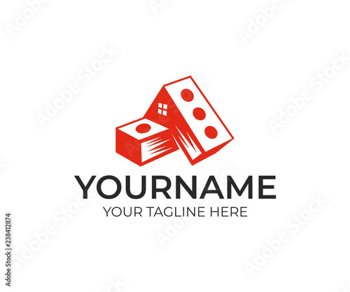 Construction, house and bricks, logo design. Handyman, building, carpentry and build, vector design and illustration