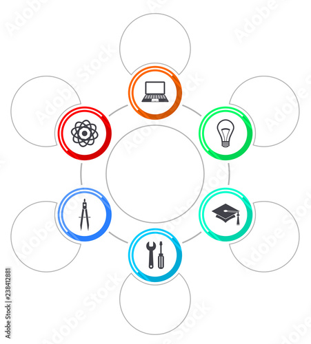 Infographic vector template for presentation, chart, diagram, graph, education, business, technology, education, science, study concept with 6 options.