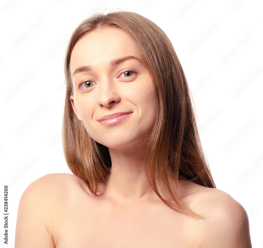 Beautiful woman beauty fashion face on a white background. Isolation Beautiful woman beauty fashion face on a white background. Isolation