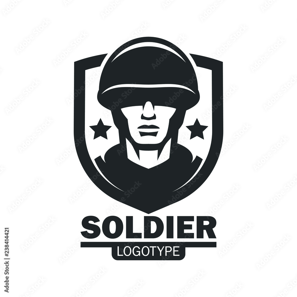 Military soldier logo mascot template. Soldier special force vector icon. Warrior mascot