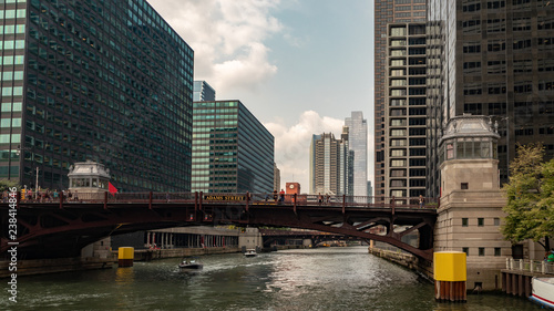 Adams Street Bridge over Chicago River in downtown Chicago, Illinois