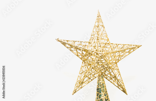 Christmas star positioned on the rignt side with white background