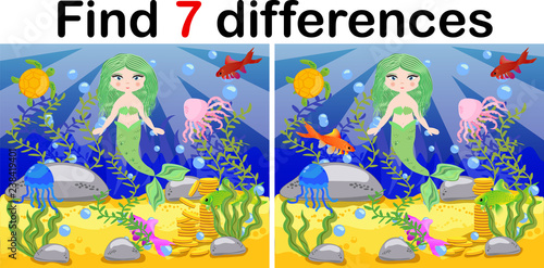 Game for children: find differences, little mermaid and sea world © MichiruKayo