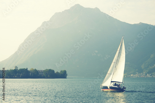 Yachting on Iseo Lake, Italy, Europe