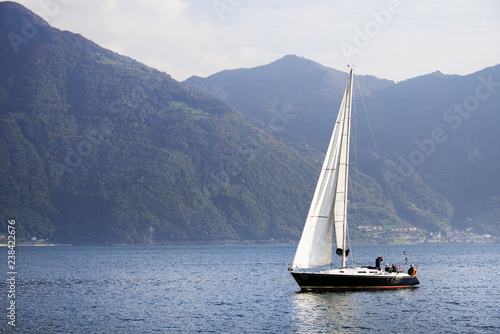 Yachting on Iseo Lake, Italy, Europe