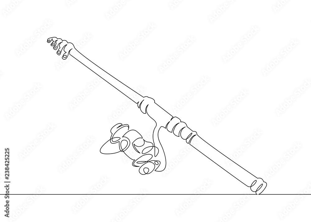 sketch fishing rod, spinning rod, reel, tackle Stock Vector