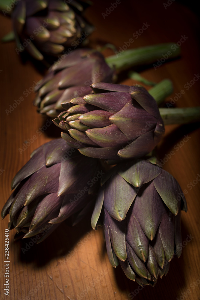 Fototapeta premium Palermo artichokes on wooden table