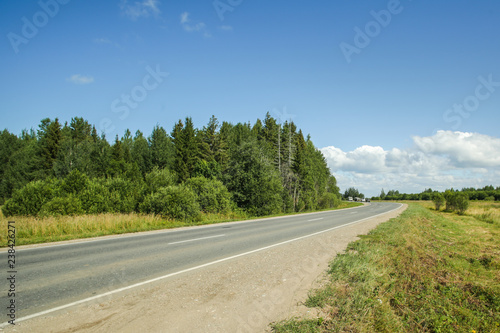 road between forest and field