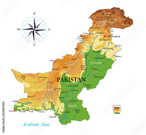 Pakistan physical map