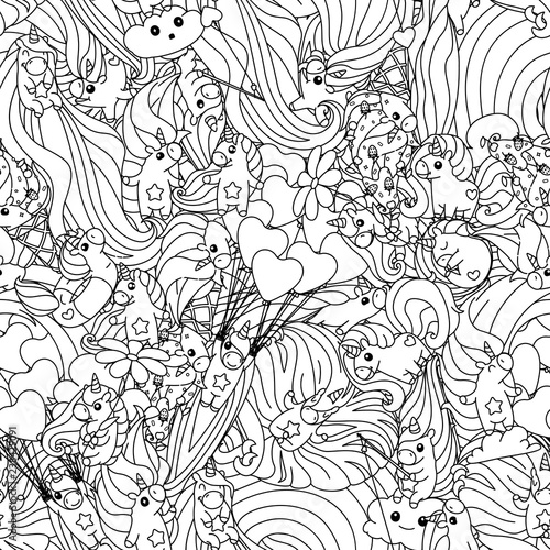 vector unicorn pattern coloring page