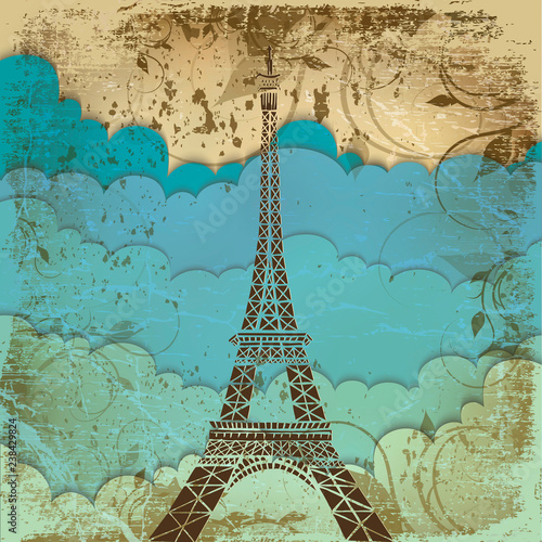 Eiffel tower with clouds