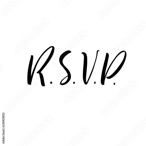 RSVP, wedding card. Hand drawn brush style modern calligraphy. Vector illustration of handwritten lettering.