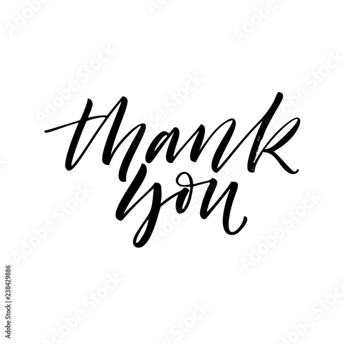 Thank you card. Hand drawn brush style modern calligraphy. Vector illustration of handwritten lettering.