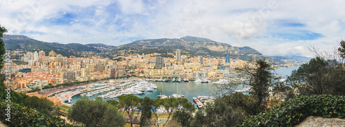 Panoramic view of the Port Hercule in the center of the Principality of Monaco