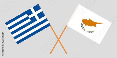 Cyprus and Greece. The Cyprian and Greek flags. Official proportion. Correct colors. Vector