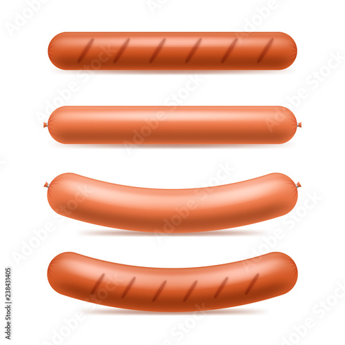 Realistic 3d Detailed Sausages Meat Set. Vector