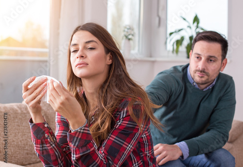 Young couple having quarrel photo