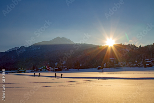 Oberstdorf - Allgäu - Sonnenuntergang - Winter - Langlauf - Loipe photo