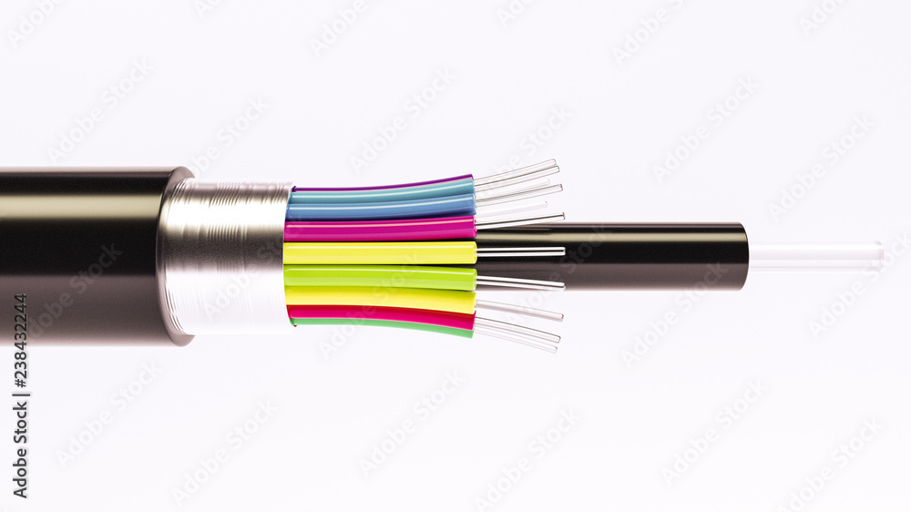 Fiber optical cable detail - Highspeed cable - 3D Rendering - obrazy, fototapety, plakaty 