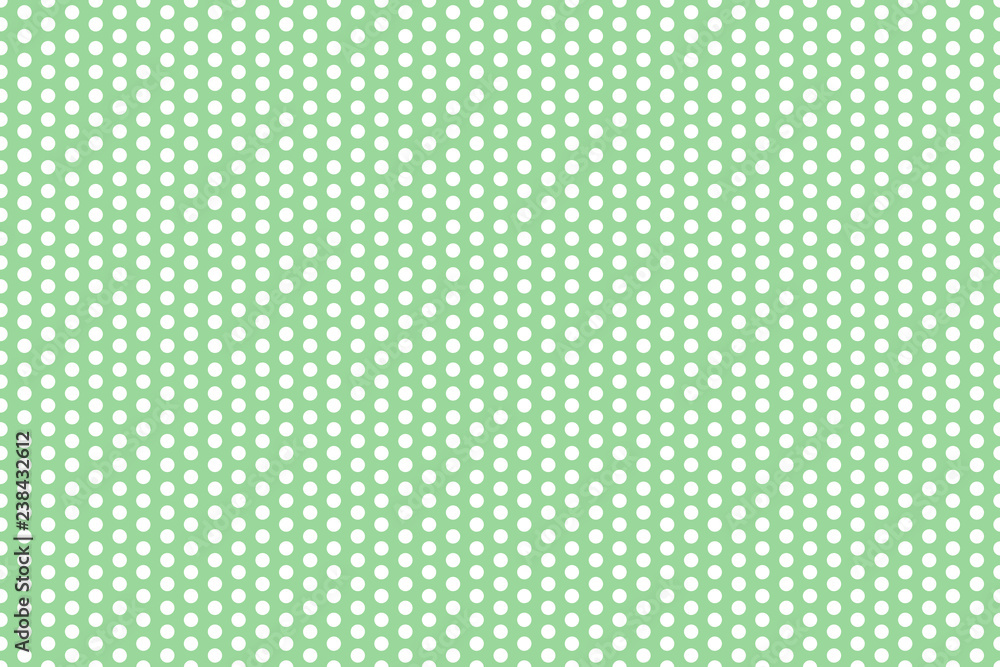 Polka dot pattern green and white. Design for wallpaper, fabric, textile, wrapping. Simple background