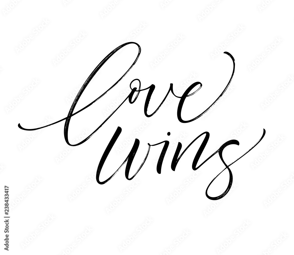 Love wins card. Hand drawn brush style modern calligraphy. Vector illustration of handwritten lettering. Love wins card. Hand drawn brush style modern calligraphy. Vector illustration of handwritten lettering.