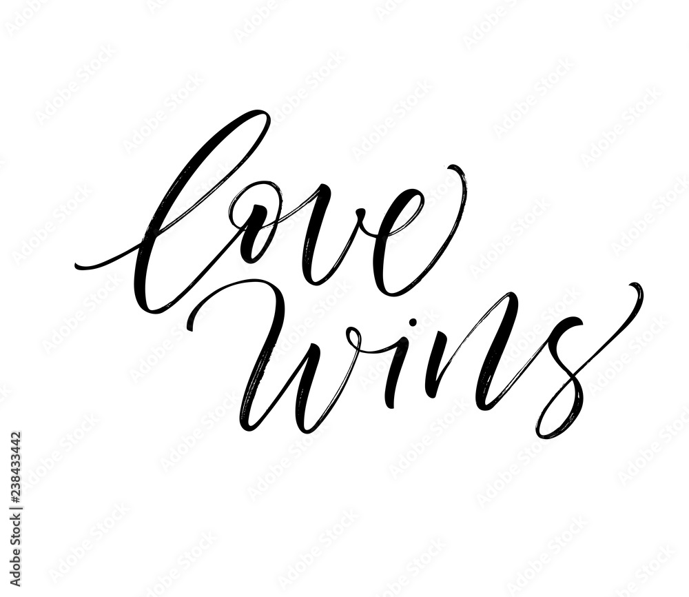 Love wins card. Hand drawn brush style modern calligraphy. Vector illustration of handwritten lettering. Love wins card. Hand drawn brush style modern calligraphy. Vector illustration of handwritten lettering.