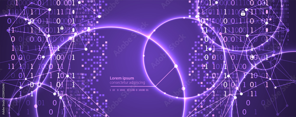Obraz premium Technology background. Big data concept. Binary computer code. Vector illustration.