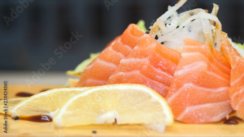 Overhead japanese sushi food. Maki ands rolls with tuna, salmon, shrimp, crab and avocado. Top view of assorted sushi, all you can eat menu. Rainbow sushi roll, uramaki, hosomaki and nigiri.