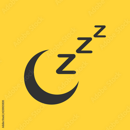 zzz moon sleep icon, sleeping, zzz vector web icon isolated on yellow background