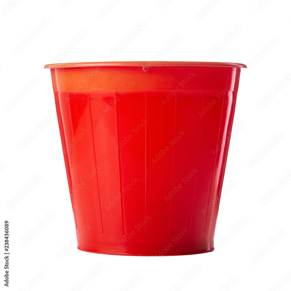 red plastic flower pot on white background red plastic flower pot on white background