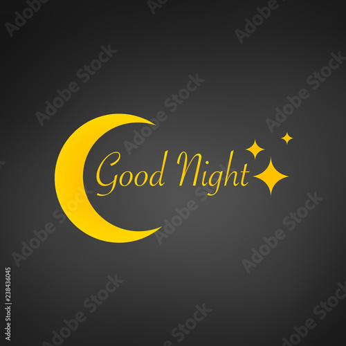 Sleep design background, zzz moon, good night sign and stars, vector illustration, isolated on black background