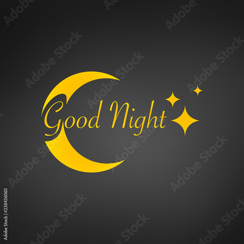 Sleep design background, zzz moon, good night sign and stars, vector illustration, isolated on black background