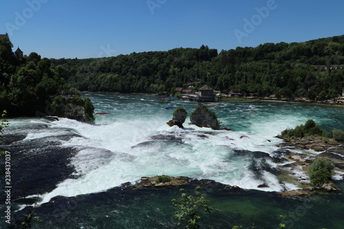 view of Rhine Falls: the largest waterfall in Europe