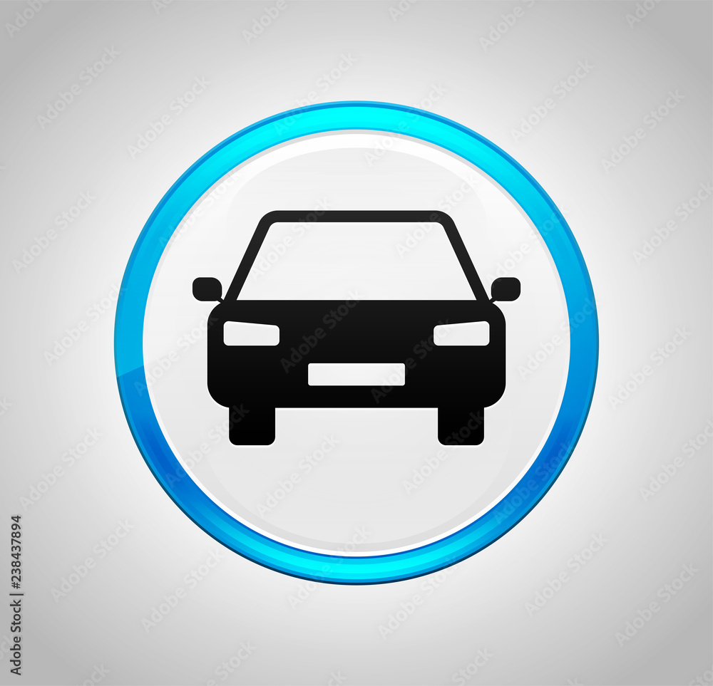 Car icon round blue push button Car icon round blue push button