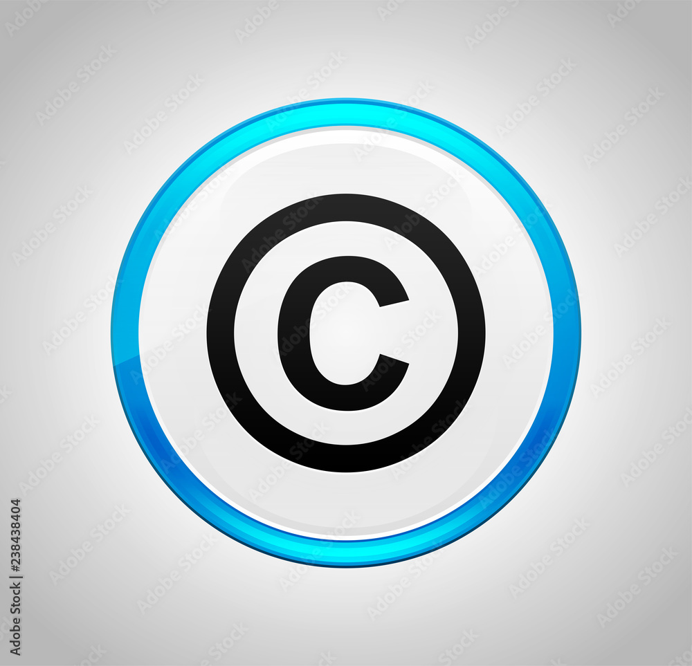 Copyright symbol icon round blue push button Copyright symbol icon round blue push button