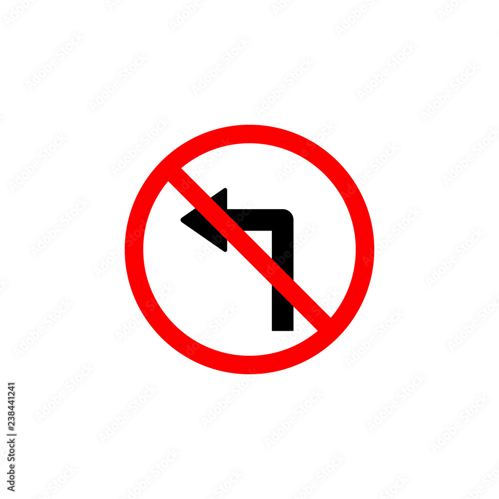 Forbidden turn left icon can be used for web, logo, mobile app, UI, UX
