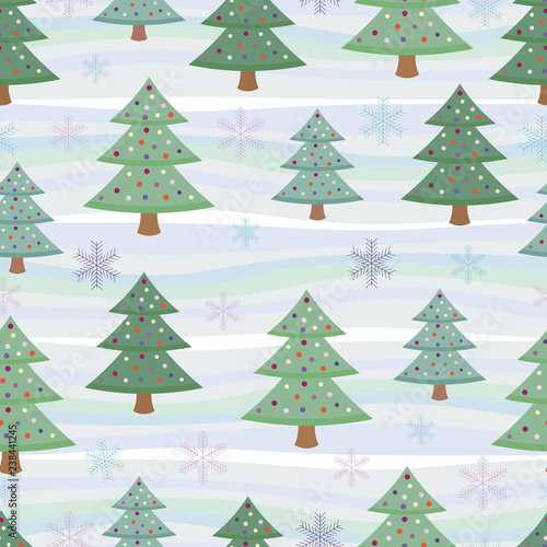 Vector New Year seamless pattern with fir trees © Nina