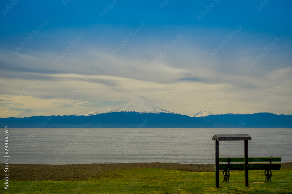 Beautiful lake with Osorno volcano in the background