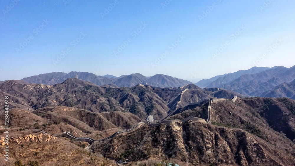 Great Chinese wall in the mountains near Beijing