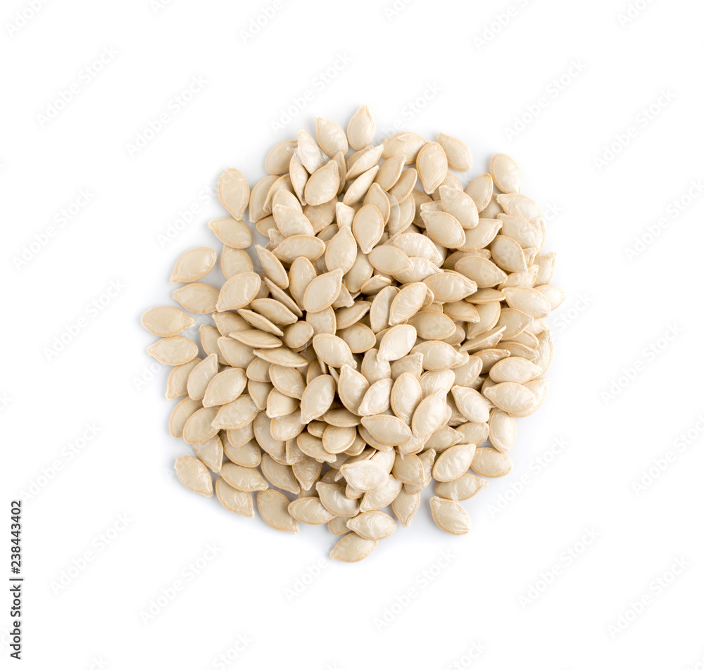 Squash, pumpkin or melon seeds isolated on white background Squash, pumpkin or melon seeds isolated on white background