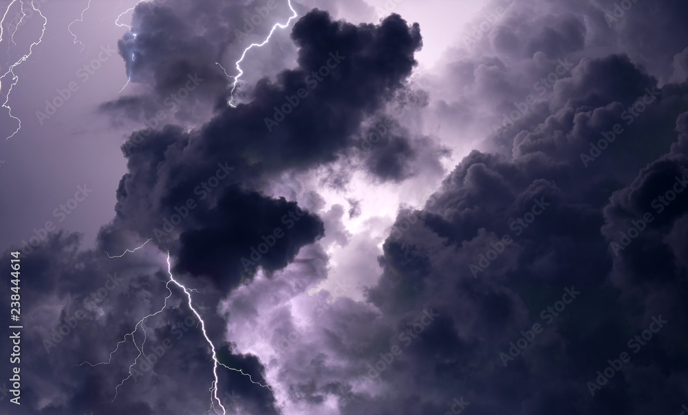 Lightning and storm clouds in sky Lightning and storm clouds in sky
