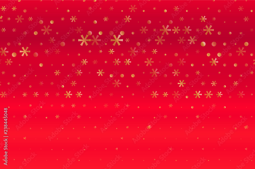 Winter pattern with Golden stars and snowflakes on red blurred background. Scalable vector graphic Winter pattern with Golden stars and snowflakes on red blurred background. Scalable vector graphic