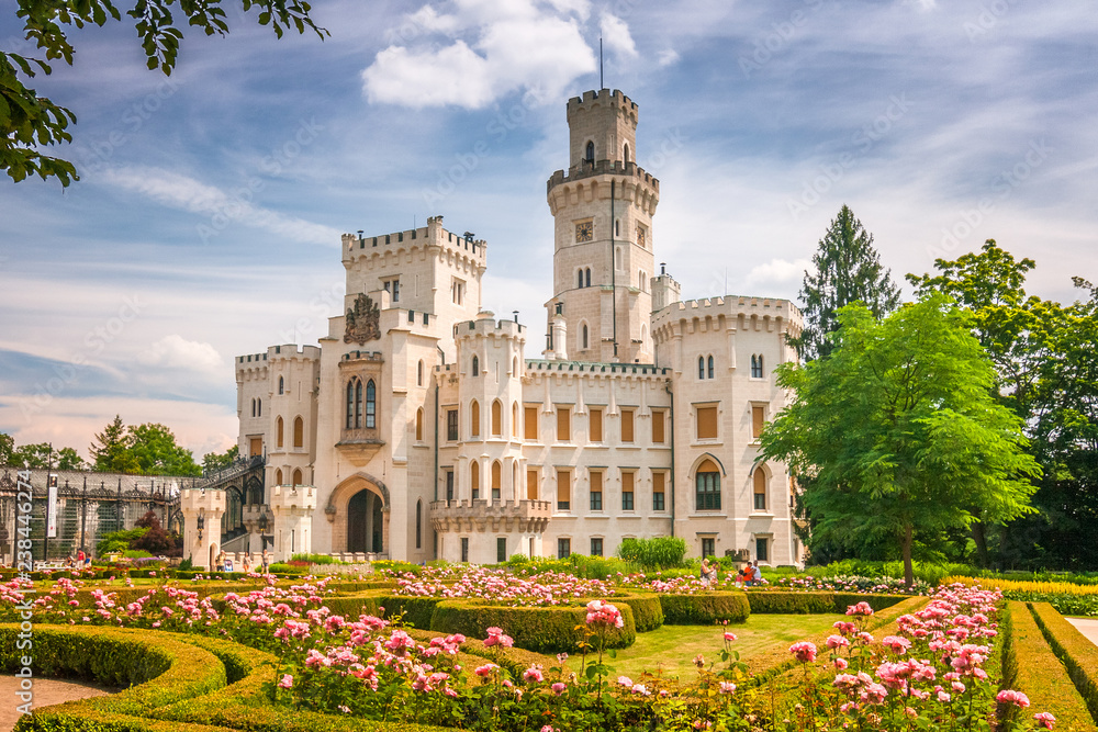 Chateau Hluboka with a beautiful park in the foreground, Czech republic, Europe.
