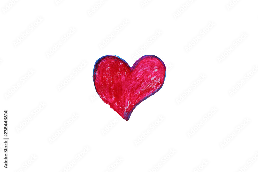 Heart drawn by markers. Isolated object on white background. Picture. Isolate. Heart drawn by markers. Isolated object on white background. Picture. Isolate.