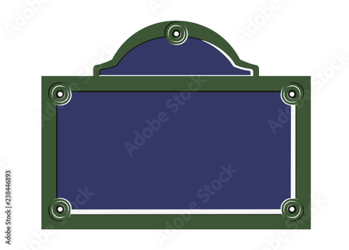 Paris street sign. Flat vector of blank French street plate.