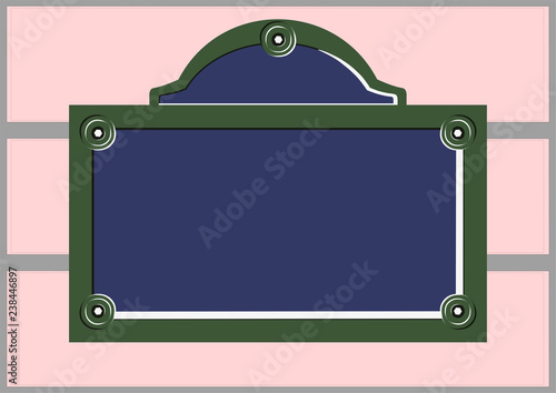Paris street sign. Flat vector of blank French street plate.