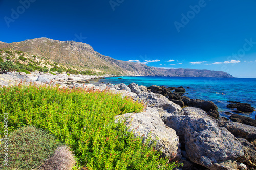 Fototapeta Naklejka Na Ścianę i Meble -  Kedrodasos beach near Elafonissi beach on Crete island with azure clear water, Greece, Europe